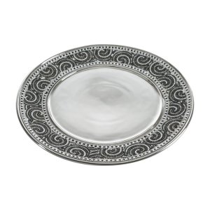 SREBRNA PATERA DEKORACYJNA Z CYRKONIAMI ~ PATERA Z PORCELANY W STYLU GLAMOUR ~ PETRA/PAT