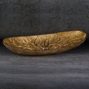 ZŁOTO PATERA DEKORACYJNA W STYLU GLAMOUR ~ PATERA CERAMICZNA ~ KIARA/01