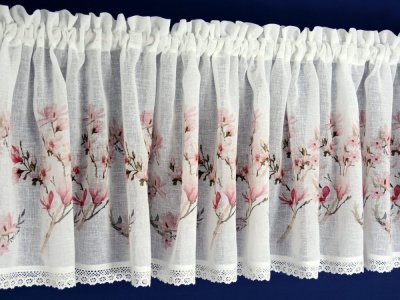 Prowansalskie zazdrostki w kwiaty magnolie - kuchenne zazdroski retro - "Amelia" - 50