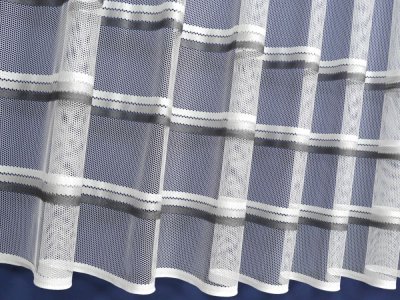 FIRANA Z SIATKI W POZIOME PASY - LAMPASY NA SIATCE PLASTER MIODU ~ "CERIA" BIAŁY + SZARY ~ 315
