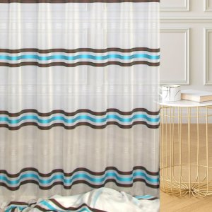 Nowoczesna firana w turkusowe pasy EuroFirany