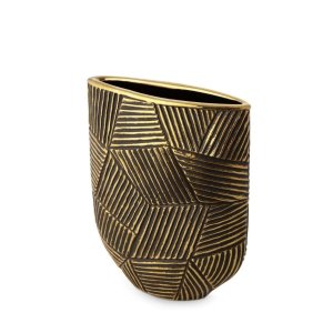 CZARNO ZŁOTY WAZON DEKORACYJNY W STYLU GLAMOUR ~ WAZON CERAMICZNY ~ EMMI/01