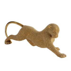 NOWOCZESNA FIGURKA DEKORACYJNA W STYLU GLAMOUR ~ ZŁOTY TYGRYS CERAMICZNY ~ ELDO/26