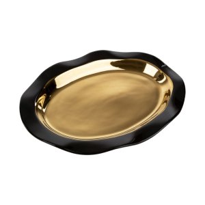 CZARNO ZŁOTA PATERA DEKORACYJNA ~ ELEGANCKA PATERA CERAMICZNA ~ MAJA3/PAT/02
