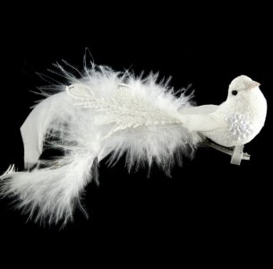 OZDOBA CHOINKOWA SW/OZD/BIRD/34-1 ~ PTAK ~ BIEL ~ kpl. 6szt