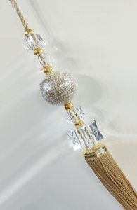 WAHADŁO DEKORACYJNE W STYLU GLAMOUR ~ DŁUGI CHWOST Z CYRKONIAMI ~ 200 ~ ZŁOTO