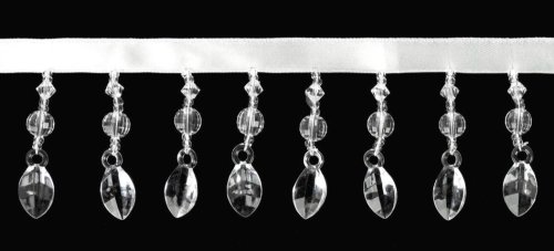 Przezroczyste kryształki do firan na taśmie - Łezki wys. 6cm