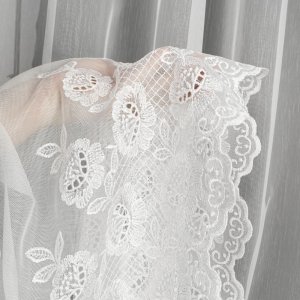 Elegancka, długa firana z haftem na markizecie typu bambus - "NASTIA" - 290