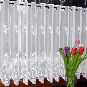 Eleganckie zazdrostki do kuchni - Kuchenne białe zazdrostki w angielskie róże - "Roses" - 70