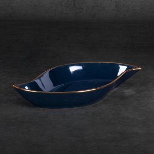 ELEGANCKA GRANATOWO ZŁOTA PATERA CERAMICZNA ~ NOWOCZESNA PATERA DEKORACYJNA ~ AMORA1-1