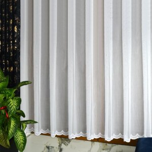 długa firana selena 300 biała ażurowy haft d&oacute;ł salon balkon