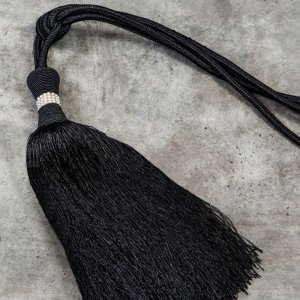 PODPIĘCIE DO ZASŁON W STYLU GLAMOUR ~ CHWOST DO ZASŁON Z CYRKONIAMI ~ SC/SUSANE ~ CZARNY