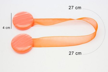 MAGNES DO FIRAN I ZASŁON ~ UPINACZ DEKORACYJNY Z MAGNESEM ~ M/67 ~ POMARAŃCZ ~ 2 SZT