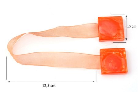 MAGNES DO FIRAN I ZASŁON ~ UPINACZ DEKORACYJNY Z MAGNESEM ~ M/16 ~ POMARAŃCZ ~ 2 SZT