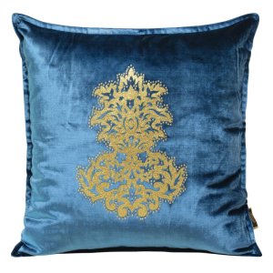 WELUROWA POSZEWKA DEKORACYJNA ~ ROYAL/4 ~ 45x45 ~ NIEBIESKI