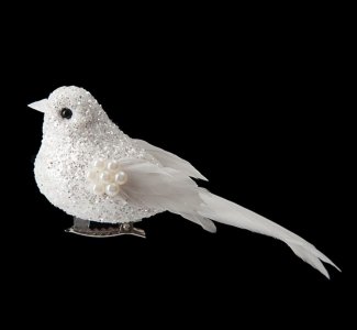 OZDOBA CHOINKOWA SW/OZD/BIRD/44-1 ~ PTAK ~ BIEL ~ kpl. 6szt