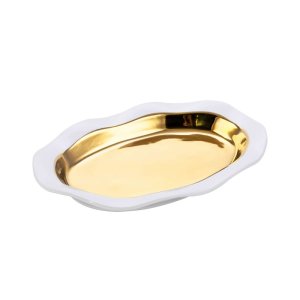 BIAŁO ZŁOTA PATERA DEKORACYJNA ~ ELEGANCKA PATERA CERAMICZNA ~ MAJA2/PAT/02