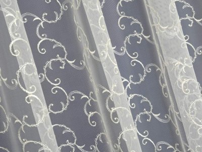 ELEGANCKA FIRANA Z TIULU - TIUL HAFTOWANY ~ "POLITO" KREM ~ 300 ~ KUPON 1,95M