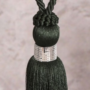 NOWOCZESNE PODPIĘCIE DO ZASŁON ~ CHWOST W STYLU GLAMOUR ZE SZKIEŁKAMI ~ SC/PALOMA ~ CIEMNA ZIELEŃ
