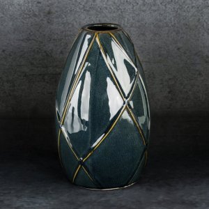 GRANATOWO ZŁOTY, ELEGANCKI WAZON DEKORACYJNY ~ WAZON W STYLU GLAMOUR ~ TEO4