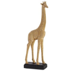 NOWOCZESNA FIGURKA DEKORACYJNA W STYLU GLAMOUR ~ ZŁOTA ŻYRAFA CERAMICZNA ~ ELDO/4