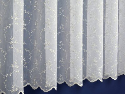 FIRANA HAFTOWANA BEZ PRASOWANIA ~ ELEGANCKA FIRANA DO SALONU ~ ADEN ~ "POEMA" BIEL + SZAMPAN ~ 215