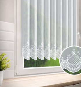 Eleganckie zazdrostki z woalu haftowanego Celin biel 90 cm