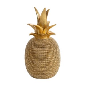 NOWOCZESNA FIGURKA DEKORACYJNA W STYLU GLAMOUR ~ ZŁOTY ANANAS CERAMICZNY ~ ELDO/25