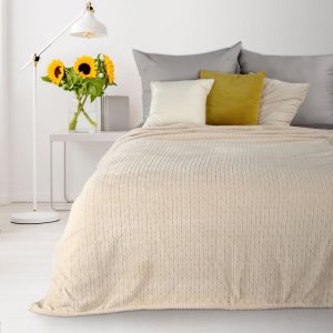 NOWOCZESNY KOC Z PLUSZU W GEOMETRYCZNY WZÓR ~ CINDY4 ~ BEŻ ~ 170x210