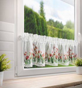 Gotowe zazdrostki w tulipany - prowansalskie zazdrostki z tunelem - Stella - 30x150