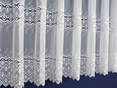 ELEGANCKA FIRANA Z GIPIURĄ ~ MARKIZETA Z GIPIURĄ BEZ PRASOWANIA 2 SZL. GIPIURY ~ "RAVENA" BIEL ~ 295