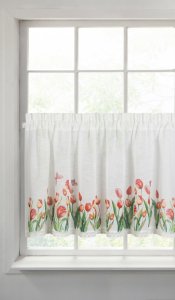 Gotowe zazdrostki w tulipany - prowansalskie zazdrostki z tunelem - Stella - 60x150