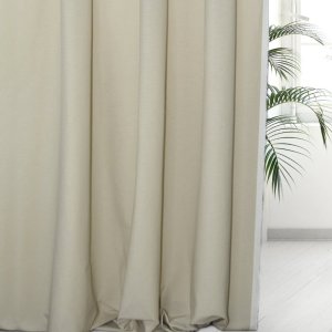 Jednokolorowa tkanina zasłonowa na metry w stylu Ikea - "Plain" beż - 140