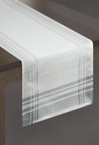 EKSKLUZYWNA SZARFA DEKORACYJNA ~ PROSTOKOĄTNA ~ SILVER ~ KREM + SREBRO ~ 40x140