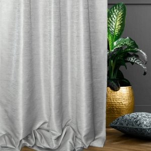 Nowoczesna tkanina zasłonowa na metry z eleganckim połyskiem - "Fiba Texture" srebro - 140