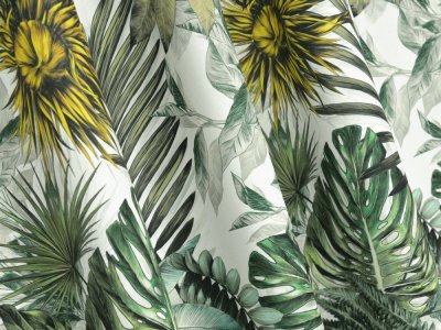 Stylowe zasłony na metry z liśćmi – zasłony liście monstera - "BERGEN" - 150