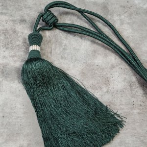 PODPIĘCIE DO ZASŁON W STYLU GLAMOUR ~ CHWOST DO ZASŁON Z CYRKONIAMI ~ SC/SUSANE ~ ZIELEŃ