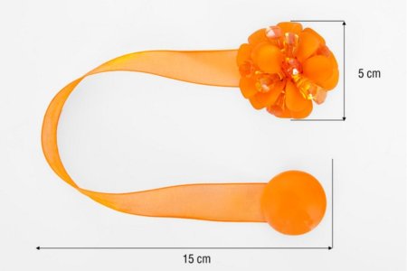 MAGNES DO FIRAN I ZASŁON ~ UPINACZ DEKORACYJNY Z MAGNESEM ~ M/27 ~ POMARAŃCZ ~ 2 SZT
