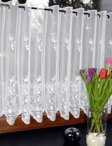 Eleganckie zazdrostki do kuchni - Kuchenne białe zazdrostki w angielskie róże - "Roses" - 70