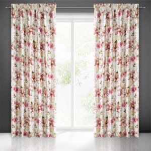 ELEGANCKIE GOTOWE ZASŁONY NA TAŚMIE W KWIATY Z WELURU LILLIE ~ nr 211 ~ 1,40m x 2,70m