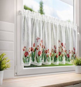 Gotowe zazdrostki w tulipany - prowansalskie zazdrostki z tunelem - Stella - 60x150