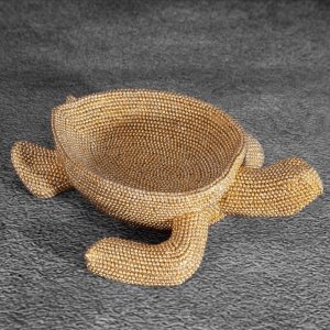 NOWOCZESNA FIGURKA DEKORACYJNA W STYLU GLAMOUR ~ ZŁOTY Ż&Oacute;ŁW CERAMICZNY ~ ELDO/22