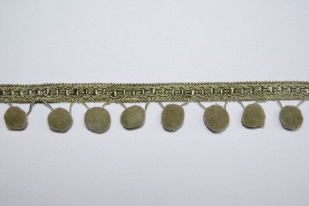 OBSZYWKA Z KULECZKAMI ~ PASMANTERIA "KULKI" ~ ZGNIŁA ZIELEŃ ~ wys. 4,00 cm