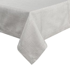 SREBRNY NABŁYSZCZANY OBRUS DEKORACYJNY ~ OBRUS O LNIANYM SPLOCIE ~ STELLA2 ~ 145x300