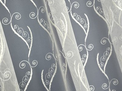 ELEGANCKA FIRANA Z TIULU - TIUL HAFTOWANY ~ "TORRE" KREM ~ 120 ~ KUPON 0,40M