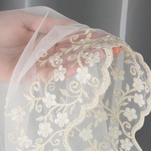 DELIKATNA FIRANA DO SALONU - DŁUGA FIRANA HAFTOWANA ~ "CRESTA" KREM + ZŁOTO ~ 300