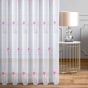 firana do pokoju dziewczynki słonik r&oacute;żowy haft