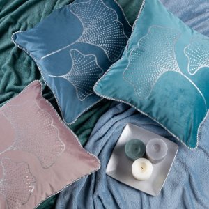 WELUROWA POSZEWKA DEKORACYJNA ~ FRES2 ~ 45x45 ~ GRANAT + SREBRO