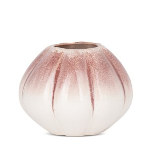 KREMOWO RÓŻOWY WAZON DEKORACYJNY ~ PASTELOWY WAZON CERAMICZNY ~ EVITA-03