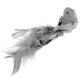 OZDOBA CHOINKOWA SW/OZD/BIRD/34-2 ~ PTAK ~ SREBRO ~ kpl. 6szt